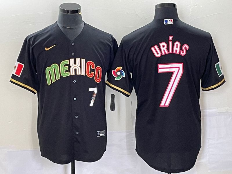 Men 2023 World Cub Mexico #7 Urias Black pink Nike MLB Jersey17